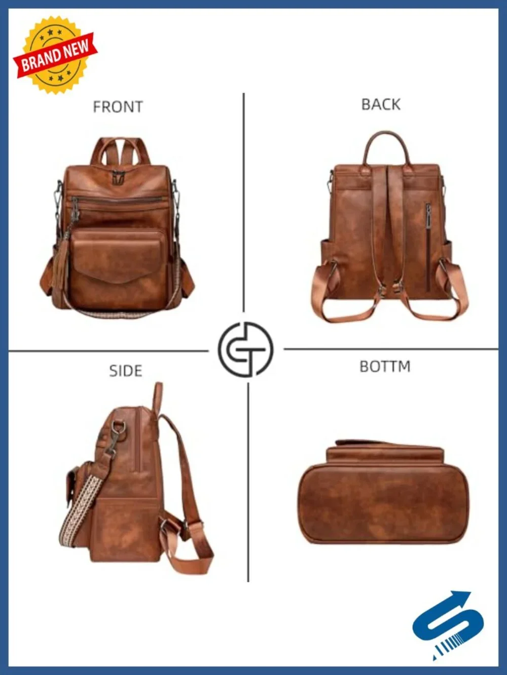 Women's Vegan Leather Convertible Fashion Backpack Purse with Wallet, Travel